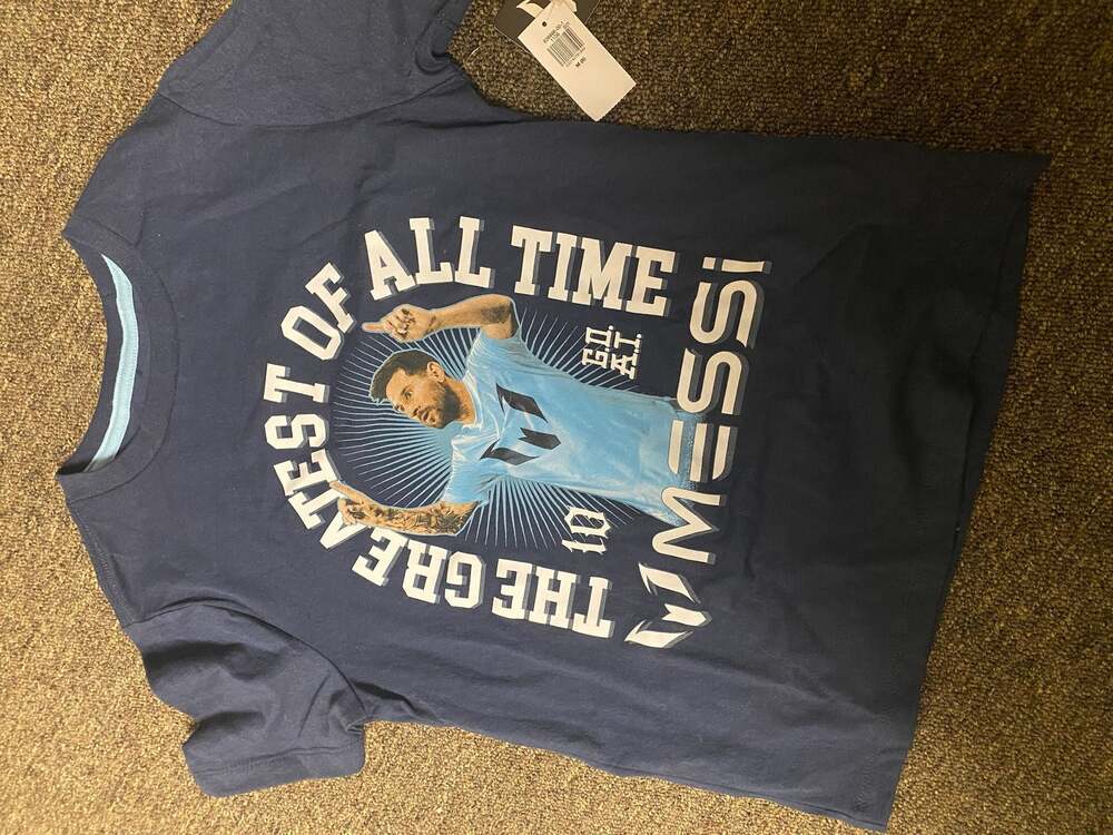 Messi Boys 'Greatest of All Time' Graphic T-Shirt, Navy Blue, Size M (8)